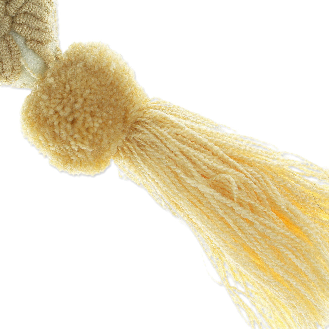 Heart Wool Felt Ornament with Cotton Embroidery in Beige - Little Heart in Beige