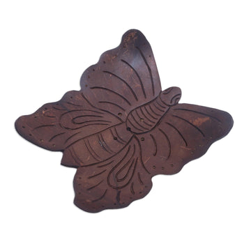 Balinese Handmade Water Draining Coconut Shell Soap Dish - Butterfly Touchdown