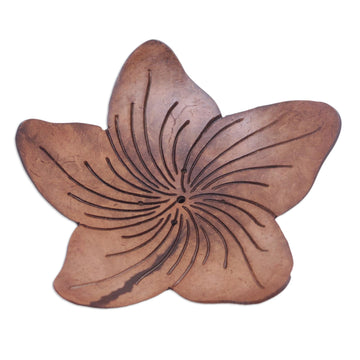 Balinese Artisan Made Floral Coconut Shell Soap Dish - Hibiscus Home