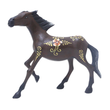 Horse Wood Figurine Hand-carved & Hand-painted in Indonesia - Mighty Horse