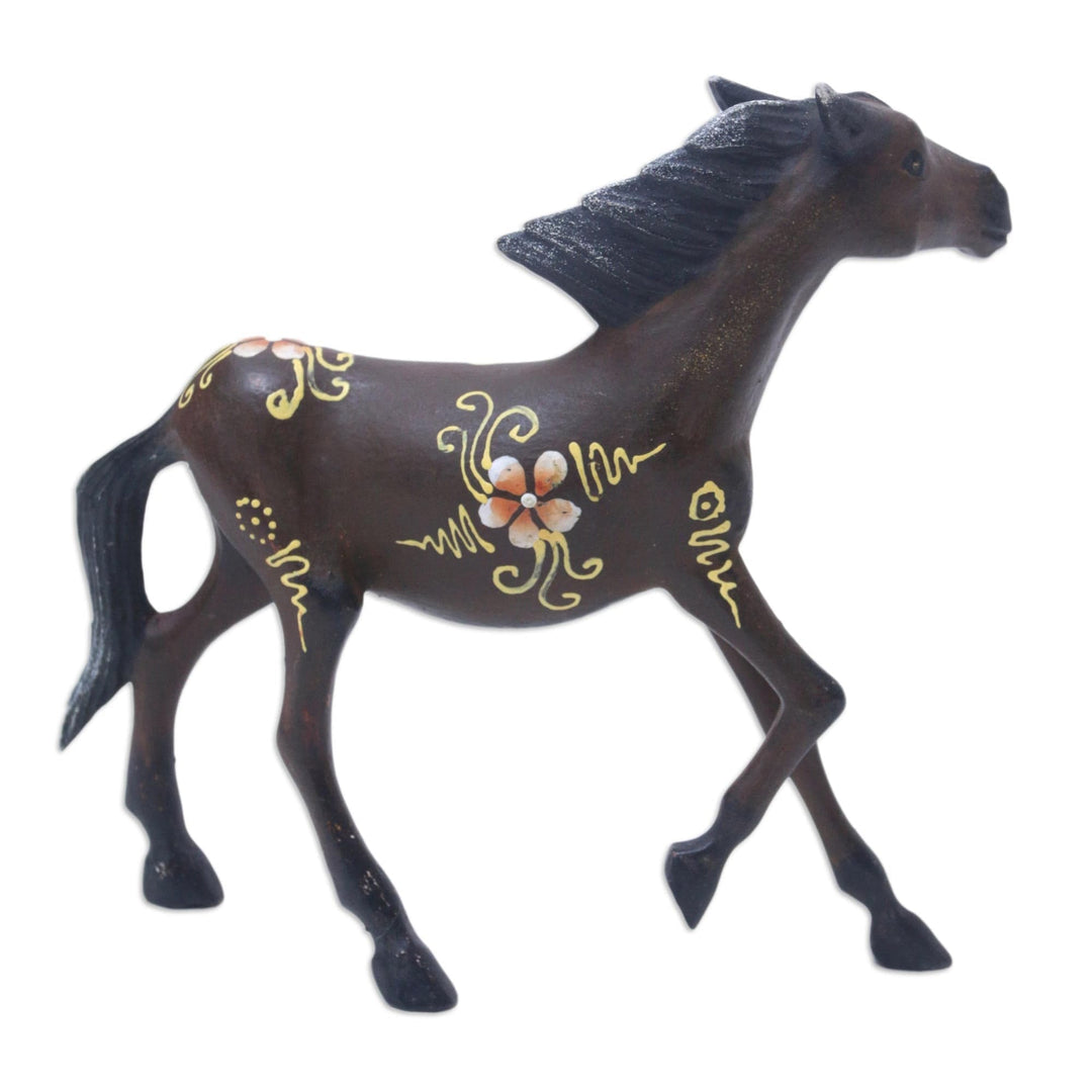 Horse Wood Figurine Hand-carved & Hand-painted in Indonesia - Mighty Horse