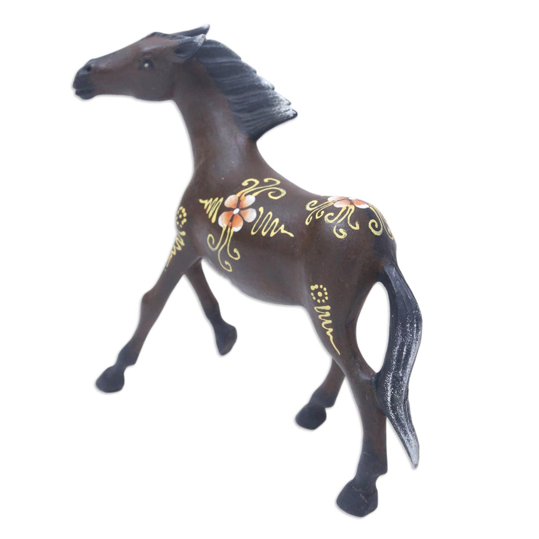 Horse Wood Figurine Hand-carved & Hand-painted in Indonesia - Mighty Horse