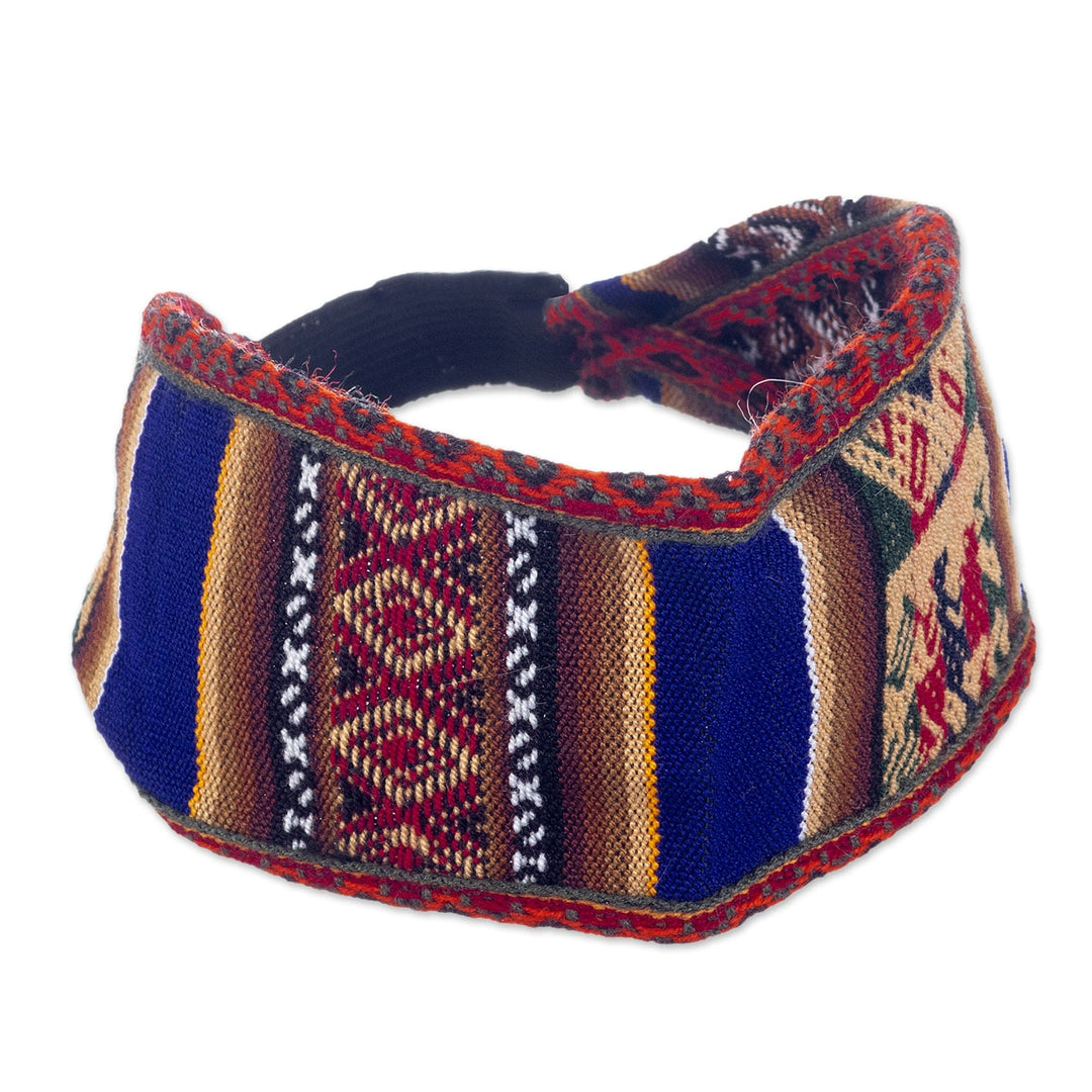 Acrylic Headband Crafted with Andean Textile in Vibrant Blue - Road to the Andes