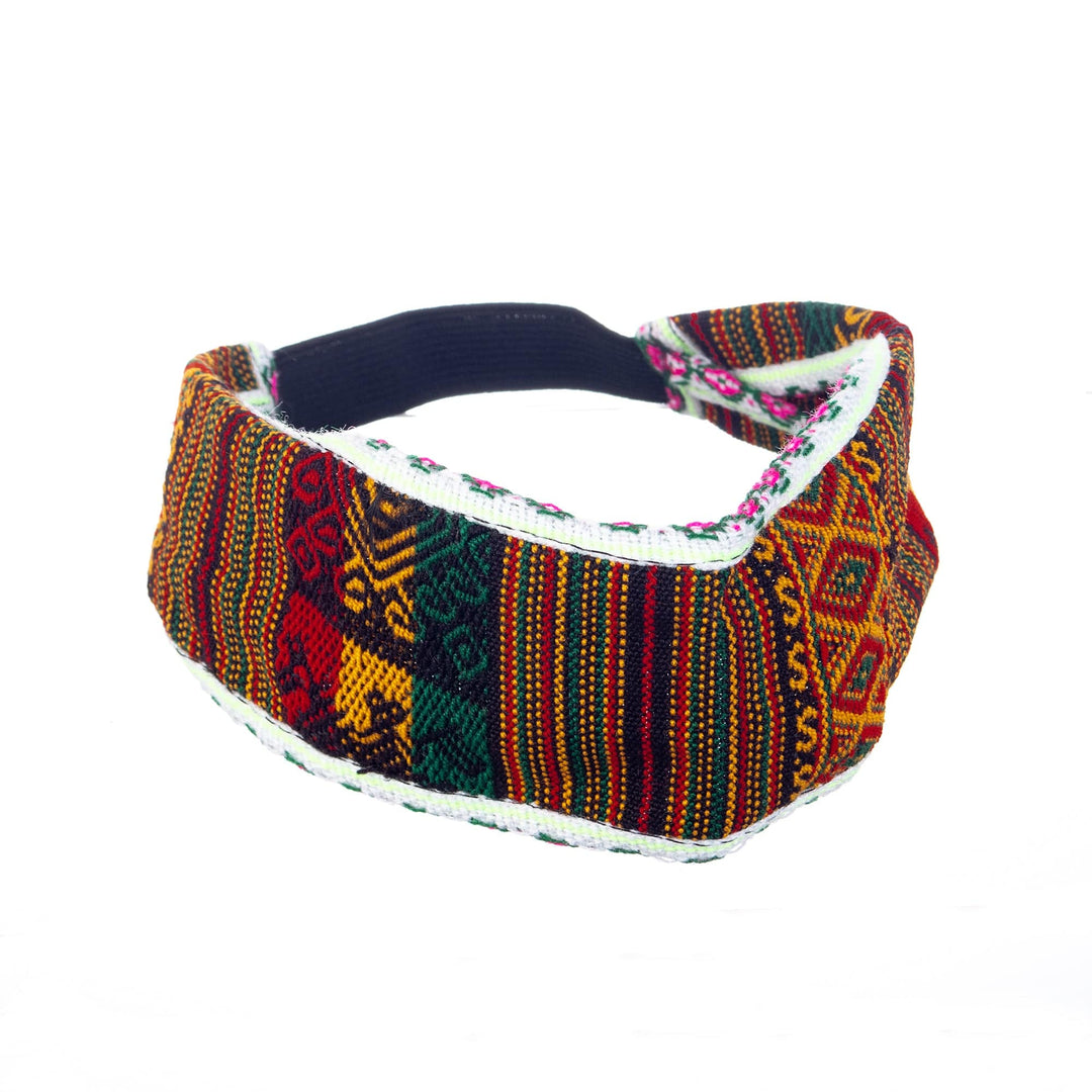 Acrylic Headband Made with Colorful Andean Textile - Peaceful Andean Mountain