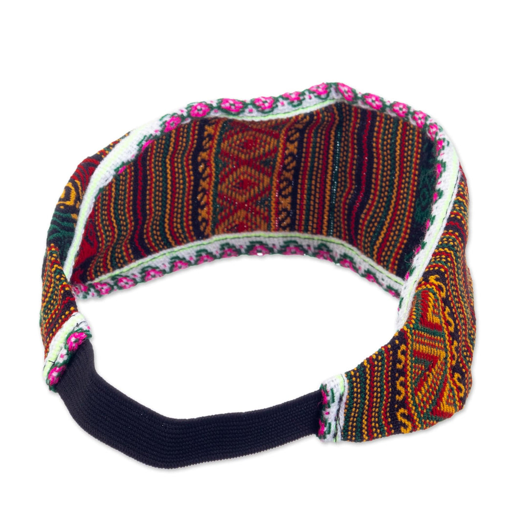 Acrylic Headband Made with Colorful Andean Textile - Peaceful Andean Mountain