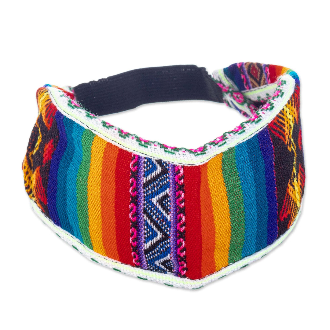 Acrylic Headband Made with Rainbow Andean Textile - Andes Rainbow