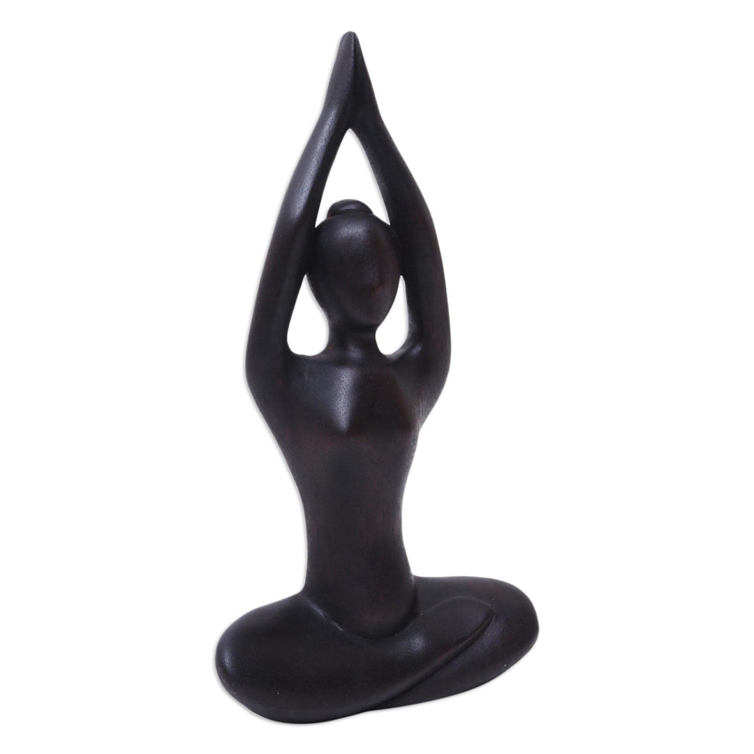 Hand-Carved Suar Wood Meditation Sculpture in Brown - The Sky