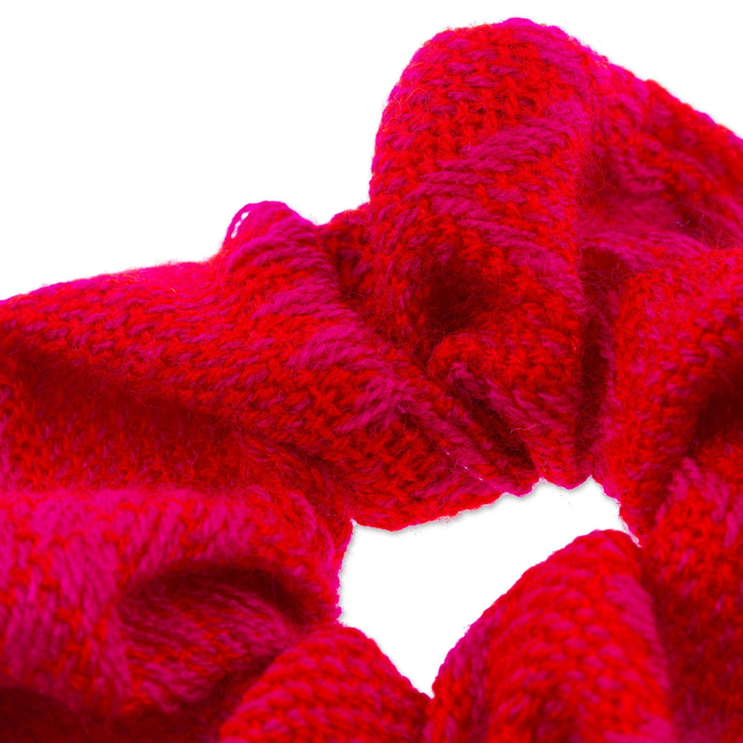 Handloomed Cotton Strawberry Scrunchie with Geometric Motifs - Strawberry Spell