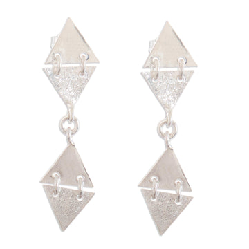 Handcrafted Sterling Silver Geometric Dangle Earrings - Little Geometry