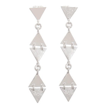 Handcrafted Sterling Silver Modern Dangle Earrings - Space Geometry