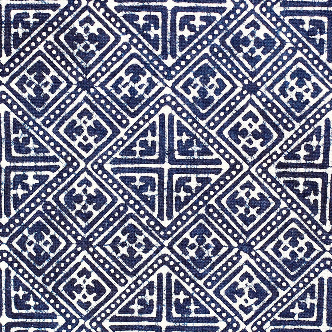 Cotton Batik Tablecloth with Elephant Details in Blue - Sacred Sages