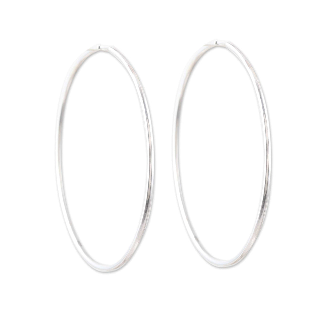 Polished Sterling Silver Hoop Earrings - Stylish Halo