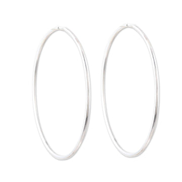 Polished Sterling Silver Hoop Earrings - Stylish Halo