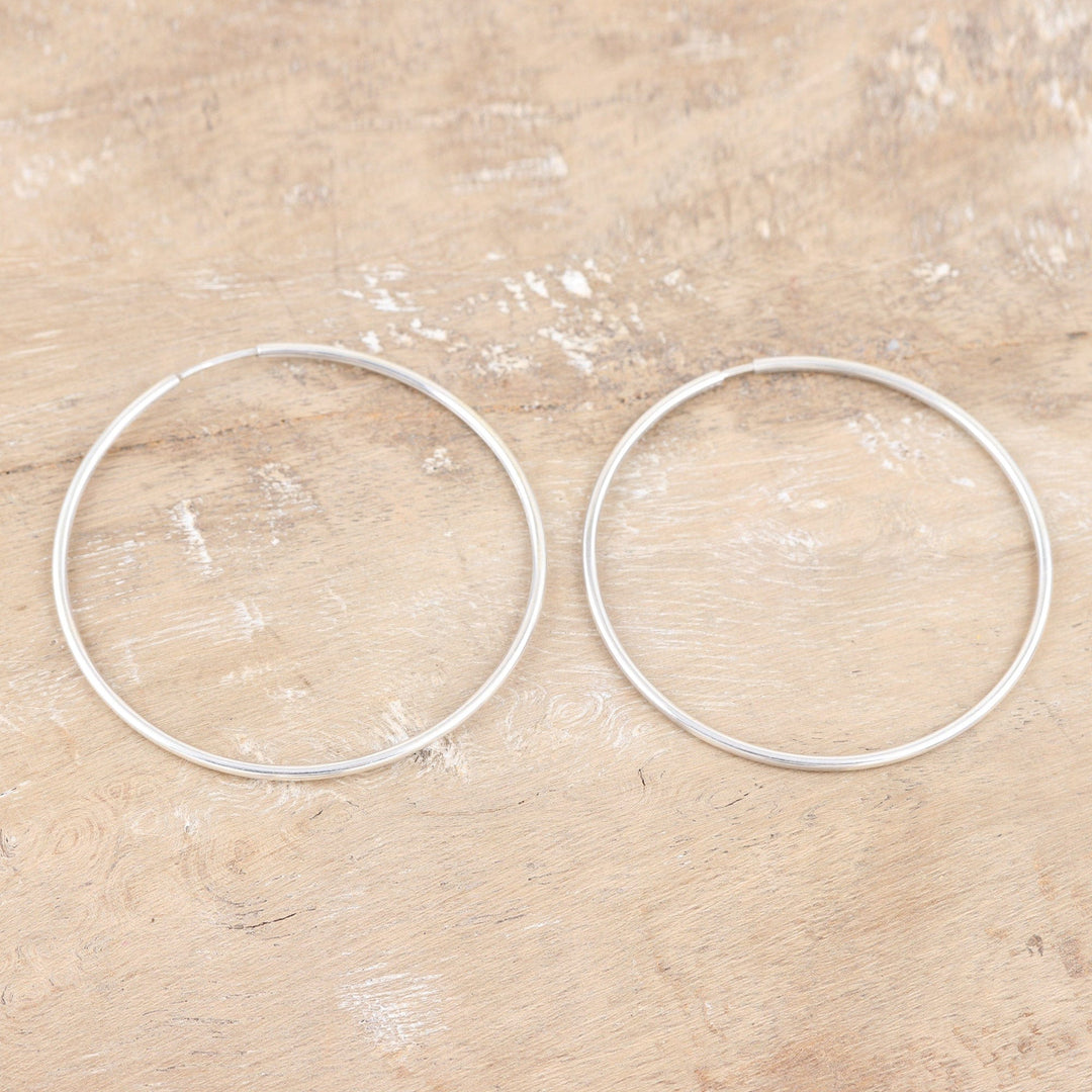 Polished Sterling Silver Hoop Earrings - Stylish Halo