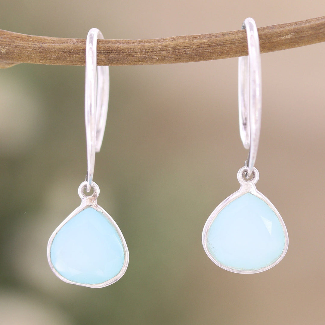 Sterling Silver Dangle Earrings with Chalcedony Gemstones - Drop Dead Gorgeous