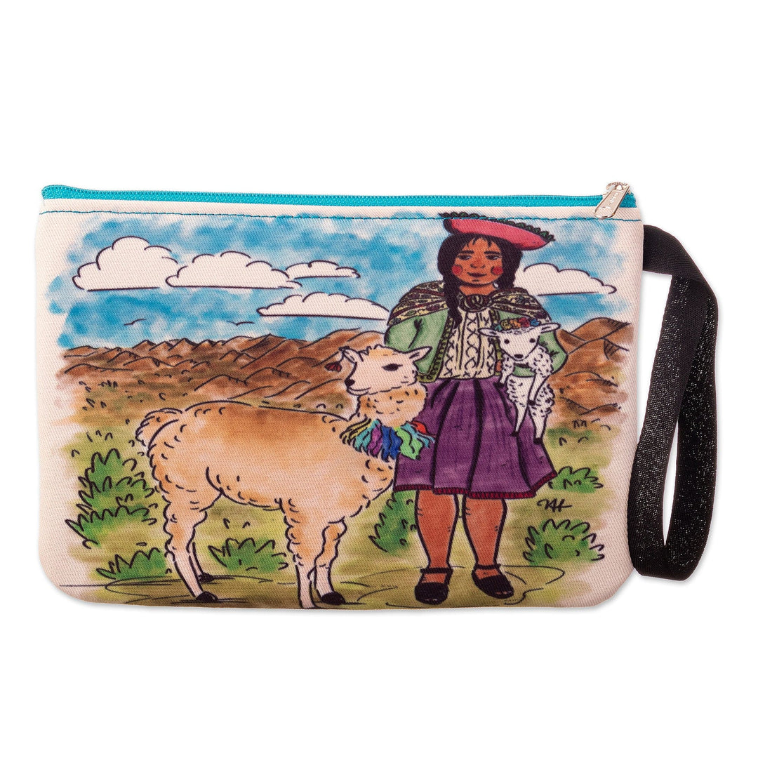 Printed Andean Landscape Wristlet with Zipper Closure - Breathtaking Home