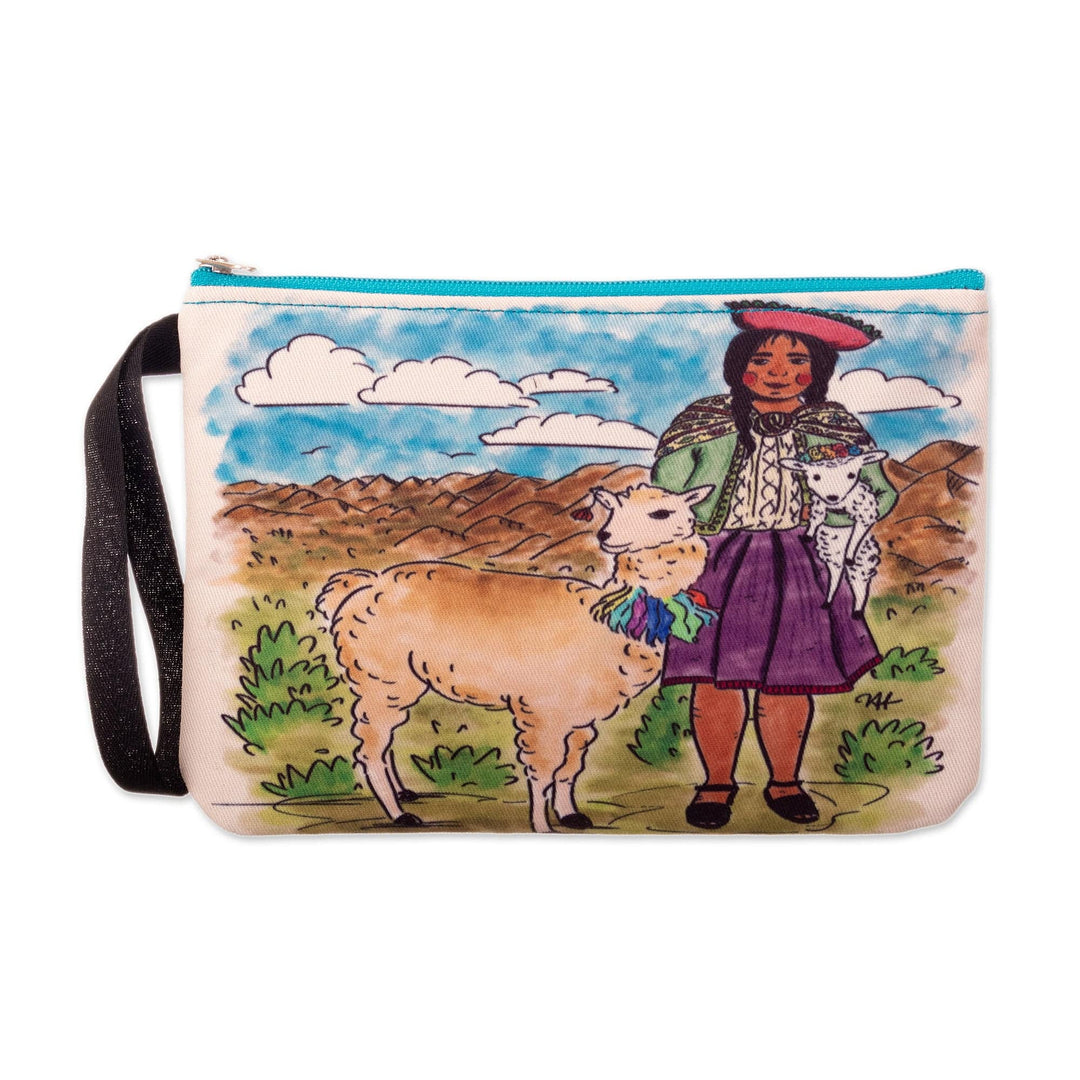 Printed Andean Landscape Wristlet with Zipper Closure - Breathtaking Home