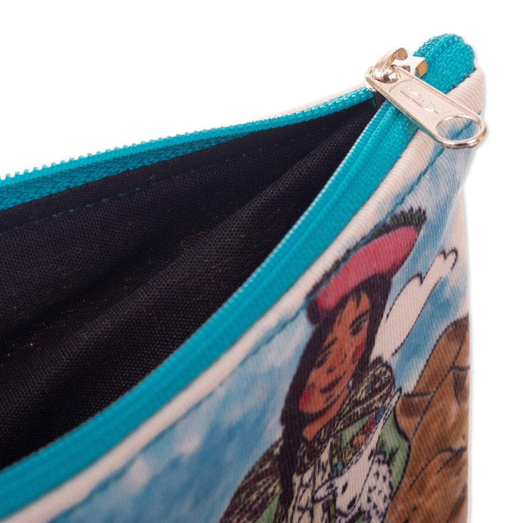 Printed Andean Landscape Wristlet with Zipper Closure - Breathtaking Home
