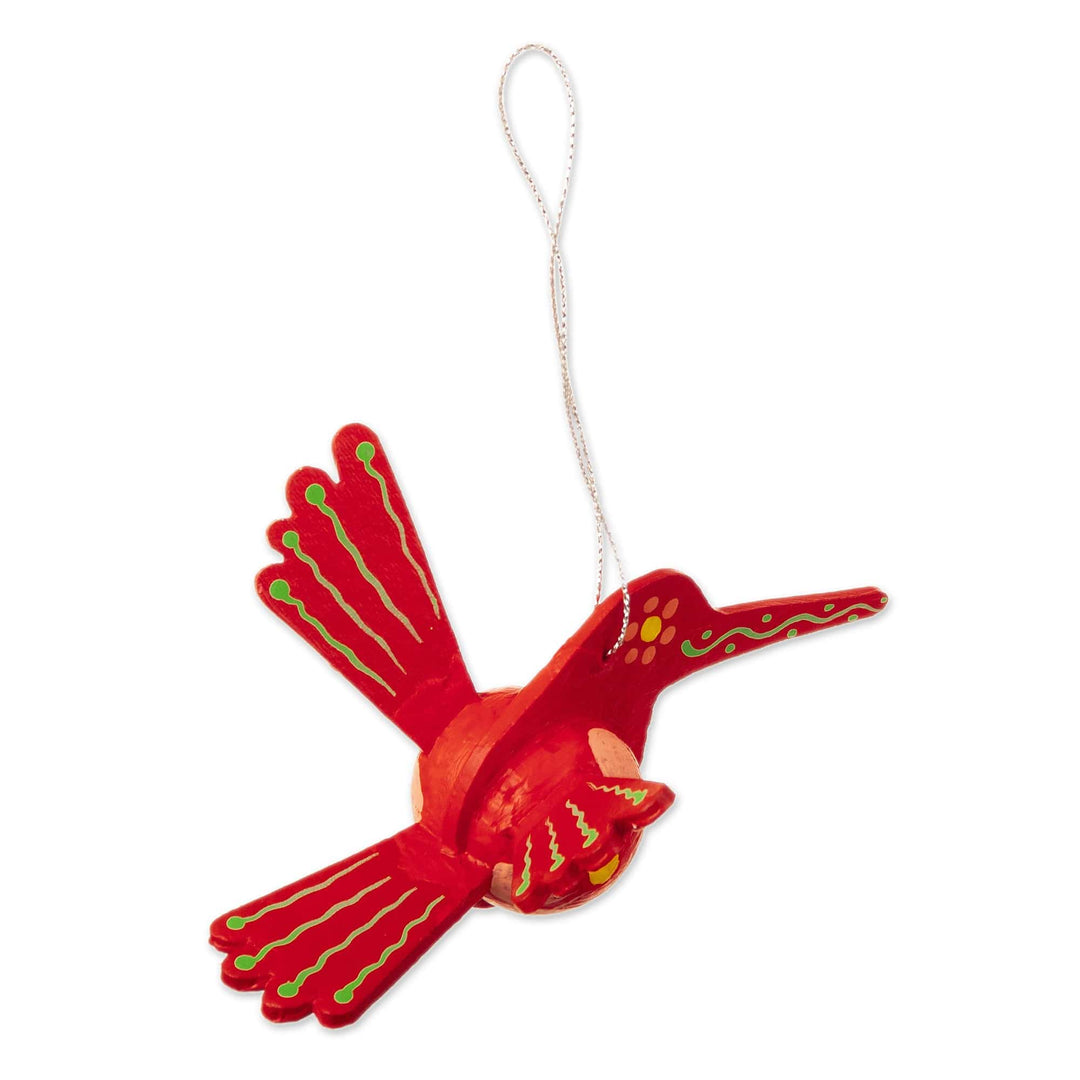 Red Hand-Painted Hummingbird Hanging Ornament - Hummingbird Red