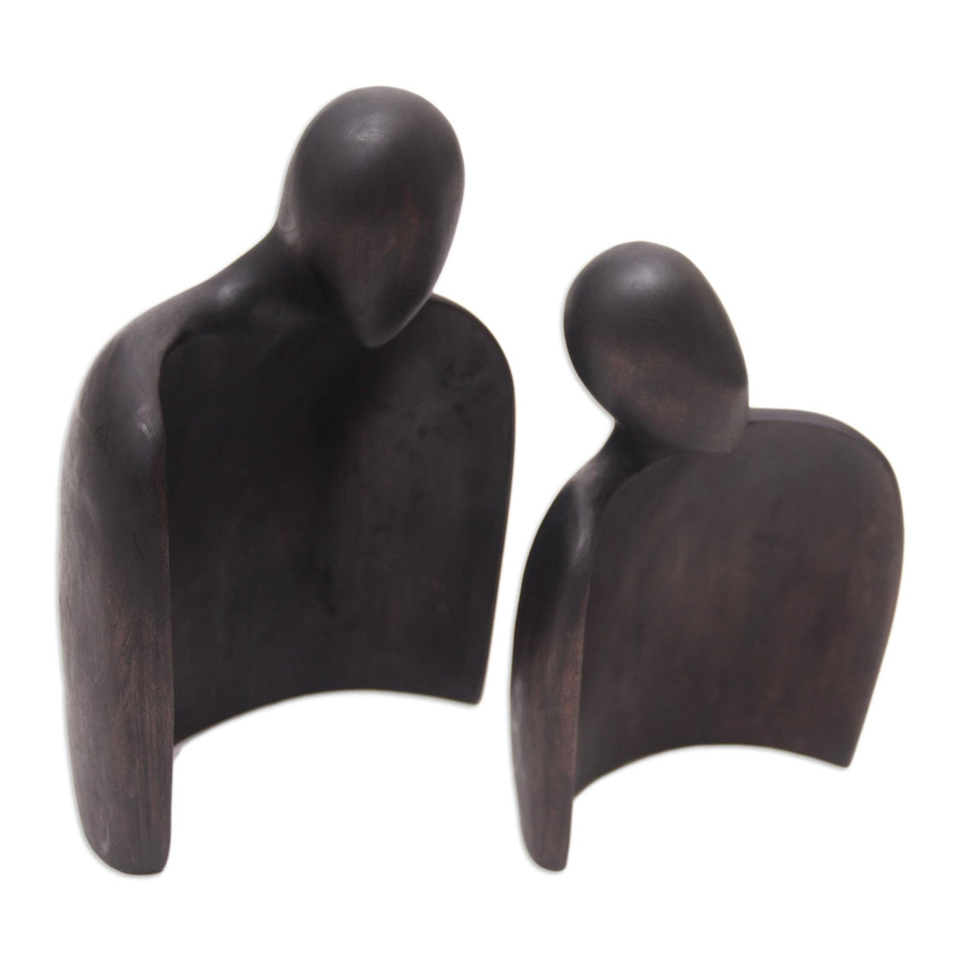 Hand-Carved Suar Wood Romantic Sculpture from Bali - Romantic Hug