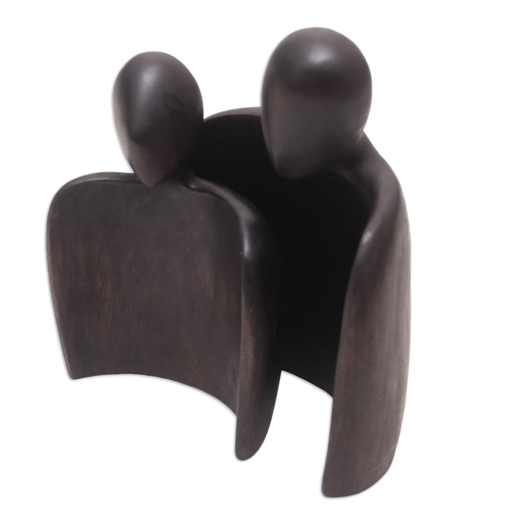 Hand-Carved Suar Wood Romantic Sculpture from Bali - Romantic Hug