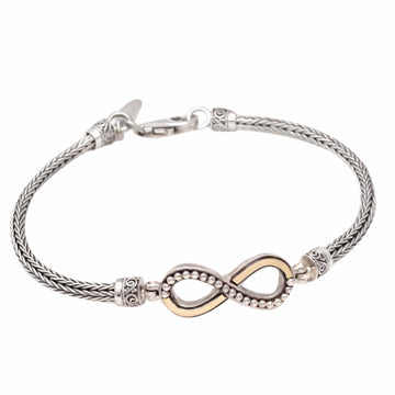 18k Gold-Accented Sterling Silver Infinity Pendant Bracelet - Infinite Modernity