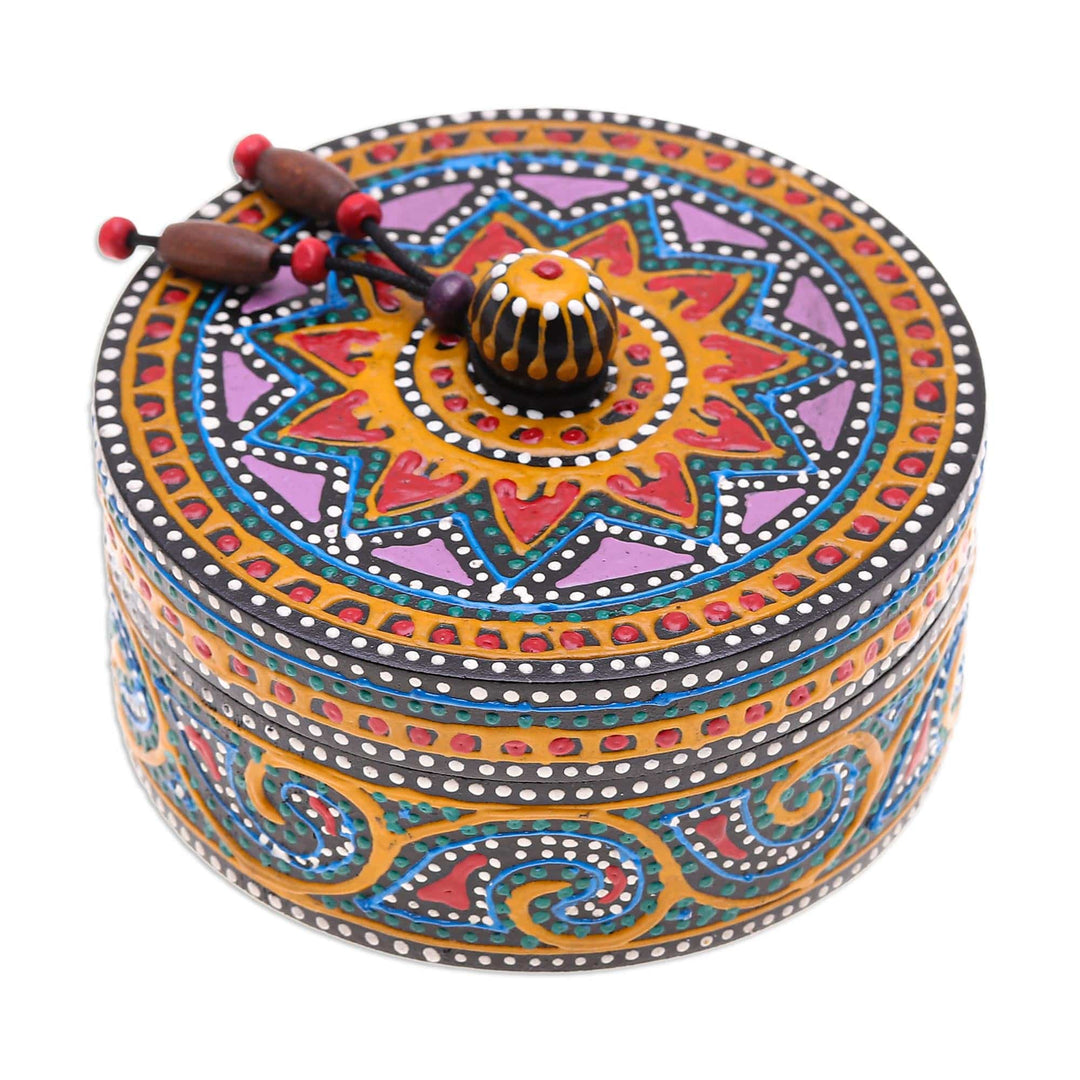 Hand-Painted Mango Wood Decorative Box in Red - Red Specks
