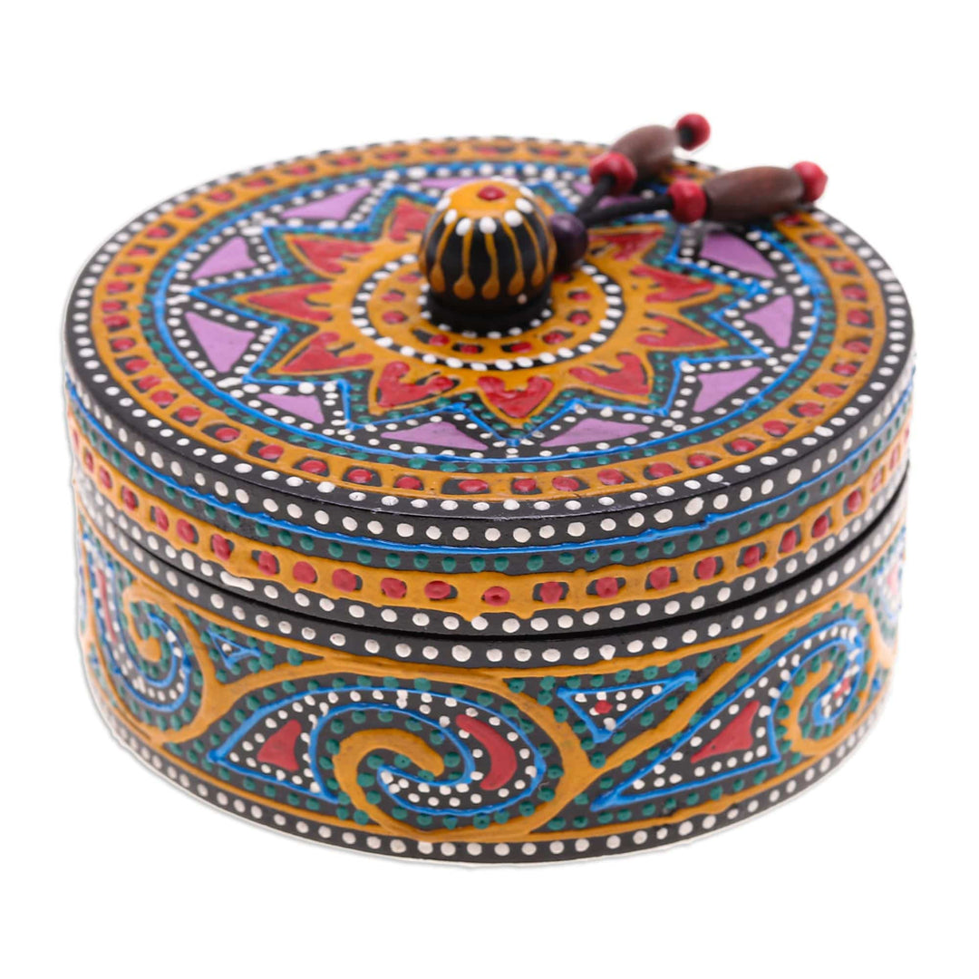Hand-Painted Mango Wood Decorative Box in Red - Red Specks