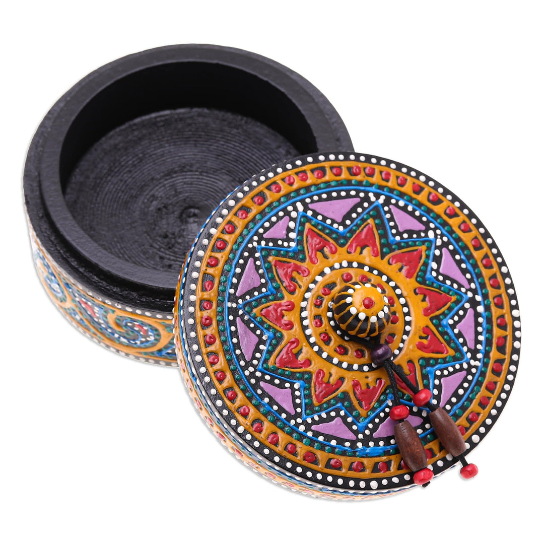 Hand-Painted Mango Wood Decorative Box in Red - Red Specks