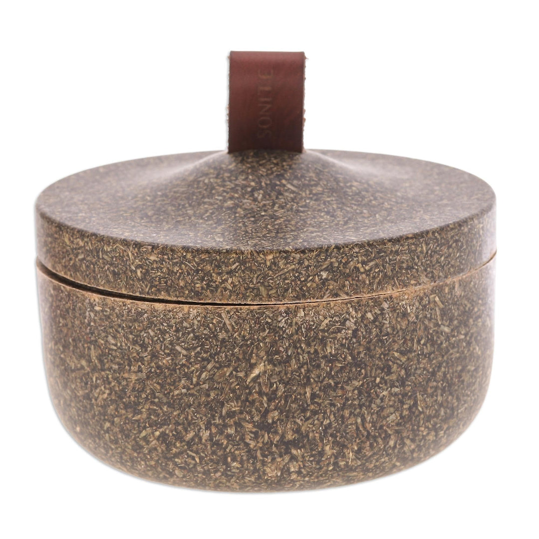 Green Jar Made from Bio-Composite with Recycled Rice Husks - Tagine in Dark Green