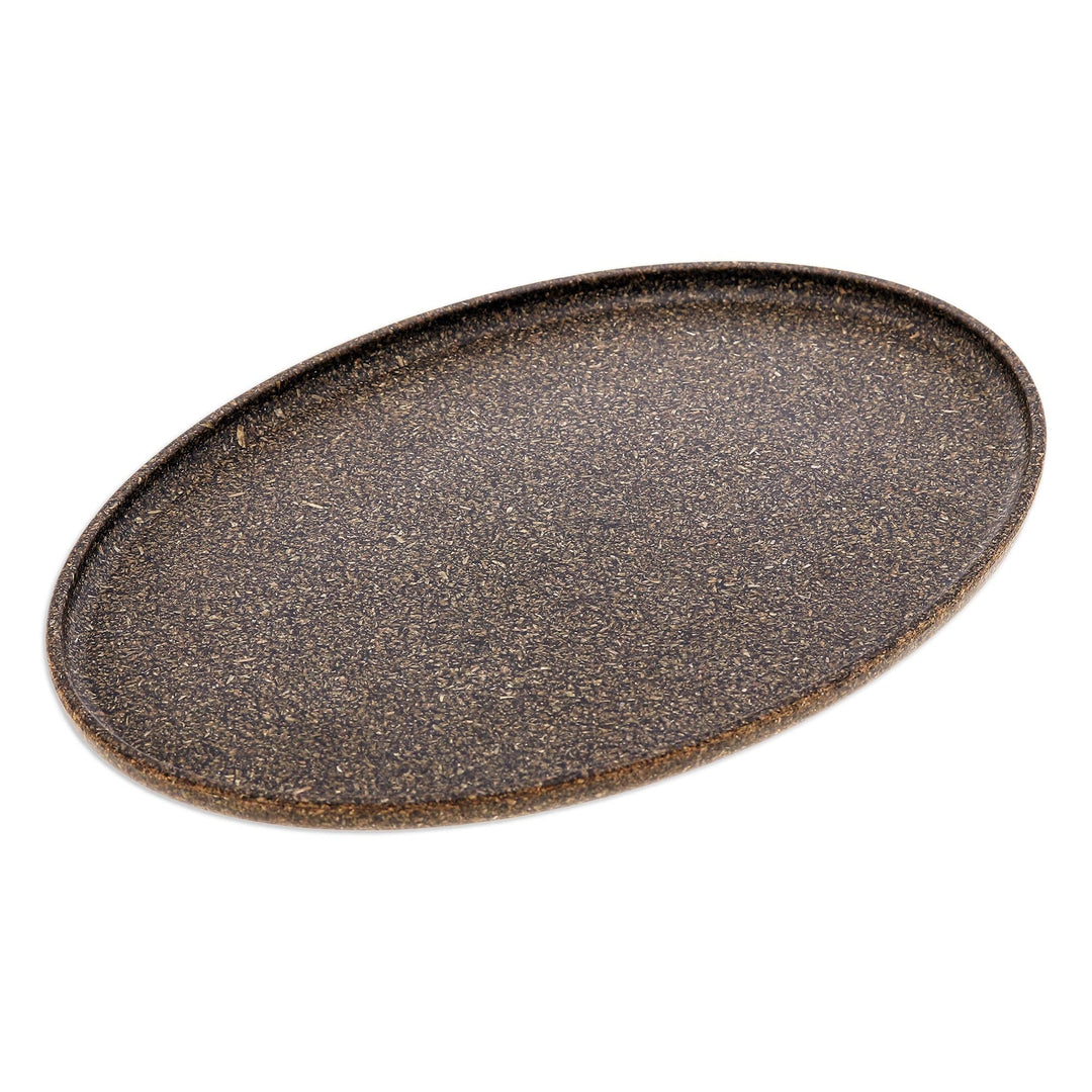 Oval Olive Bio-Composite Tray Made from Rice Husks - Refined Olive
