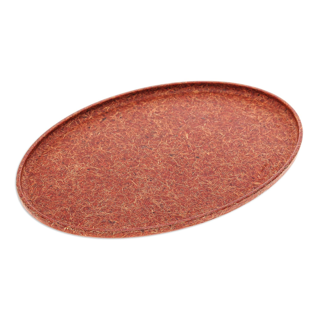 Oval Orange Bio-Composite Tray Made from Rice Husks - Refined Orange