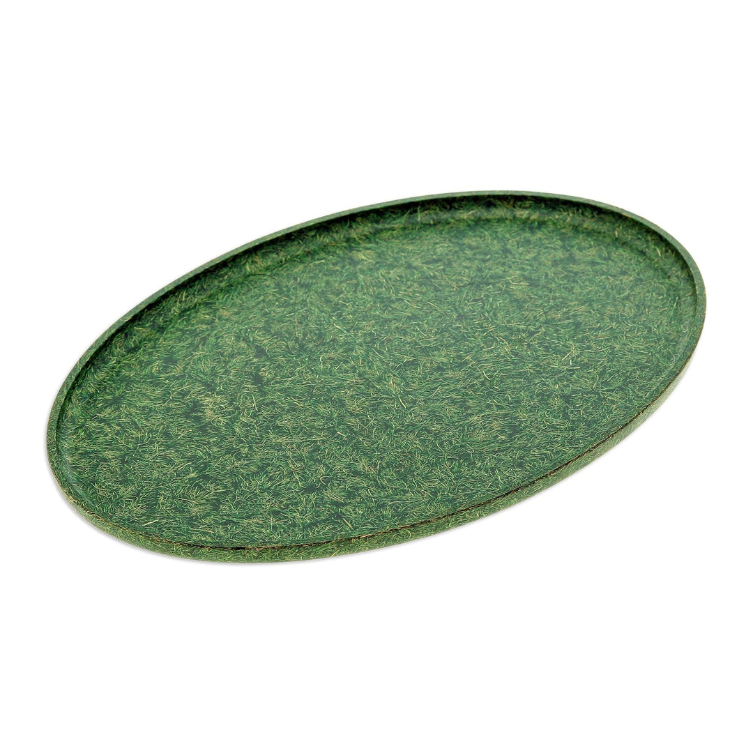 Oval Green Bio-Composite Tray Made from Rice Husks - Refined Green