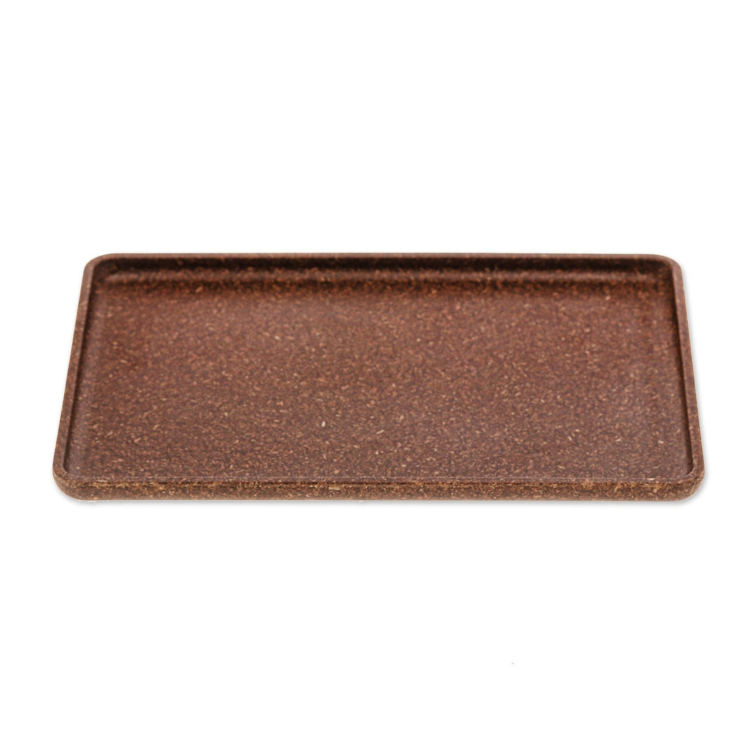 Brown Geometric Recycled Rice Husk Bio-Composite Tray - Brown Corners