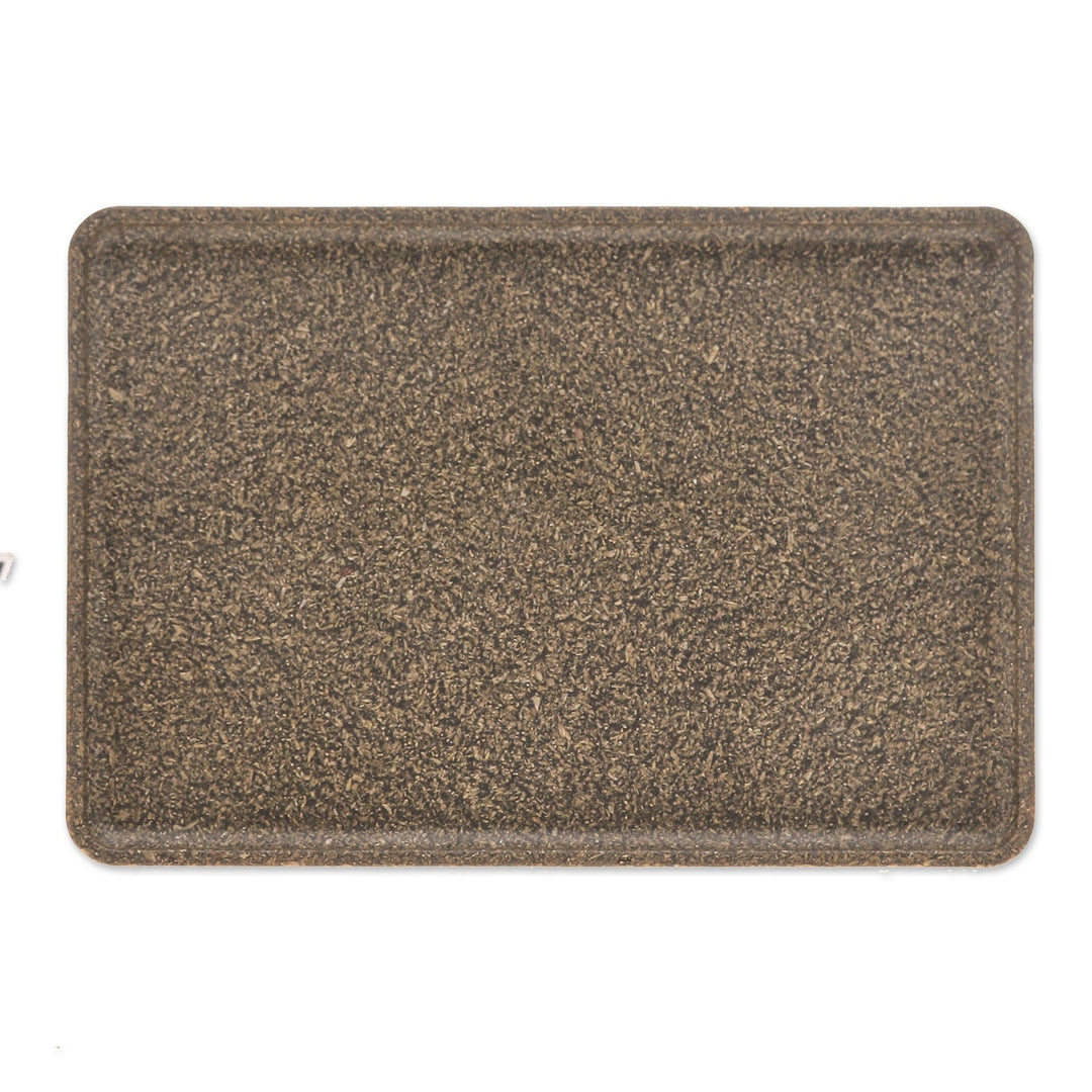 Dark Green Geometric Recycled Rice Husk Bio-Composite Tray - Dark Green Corners