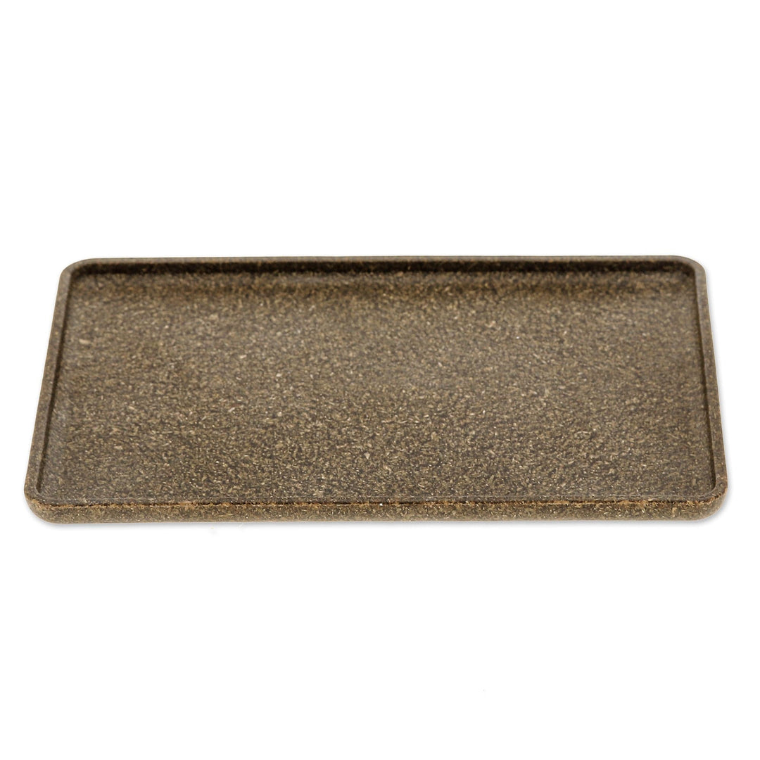 Dark Green Geometric Recycled Rice Husk Bio-Composite Tray - Dark Green Corners