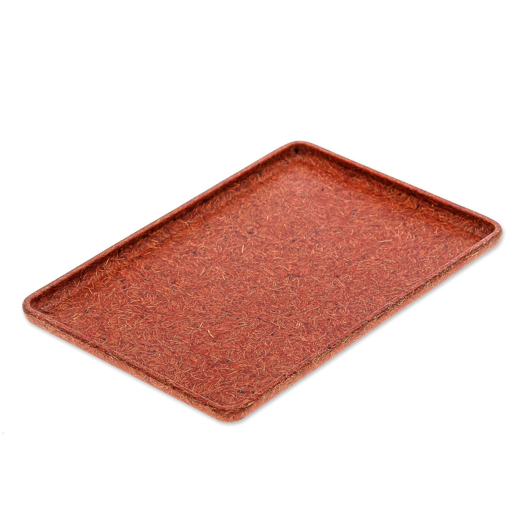 Orange Geometric Recycled Coconut Fiber Bio-Composite Tray - Orange Sides