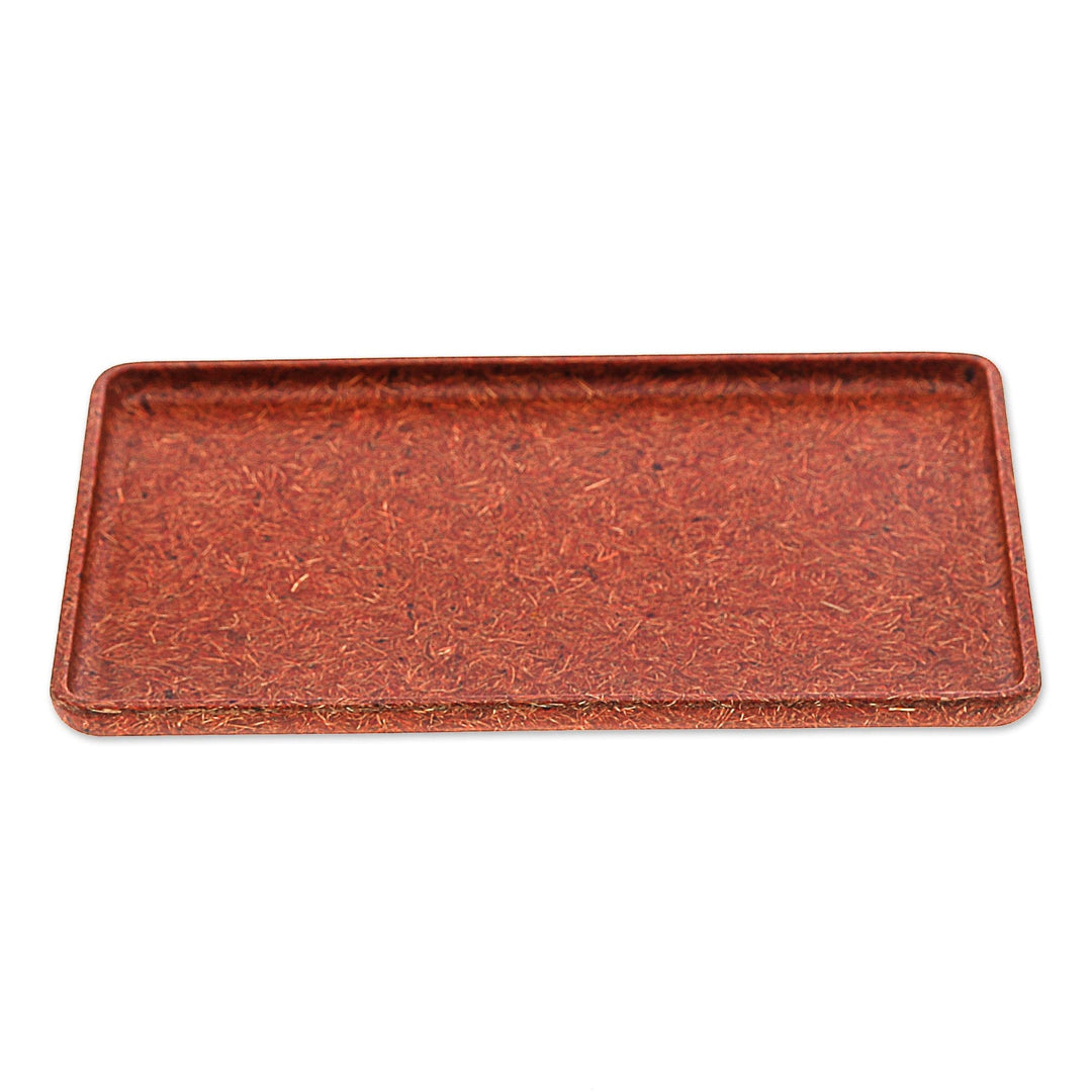Orange Geometric Recycled Coconut Fiber Bio-Composite Tray - Orange Sides