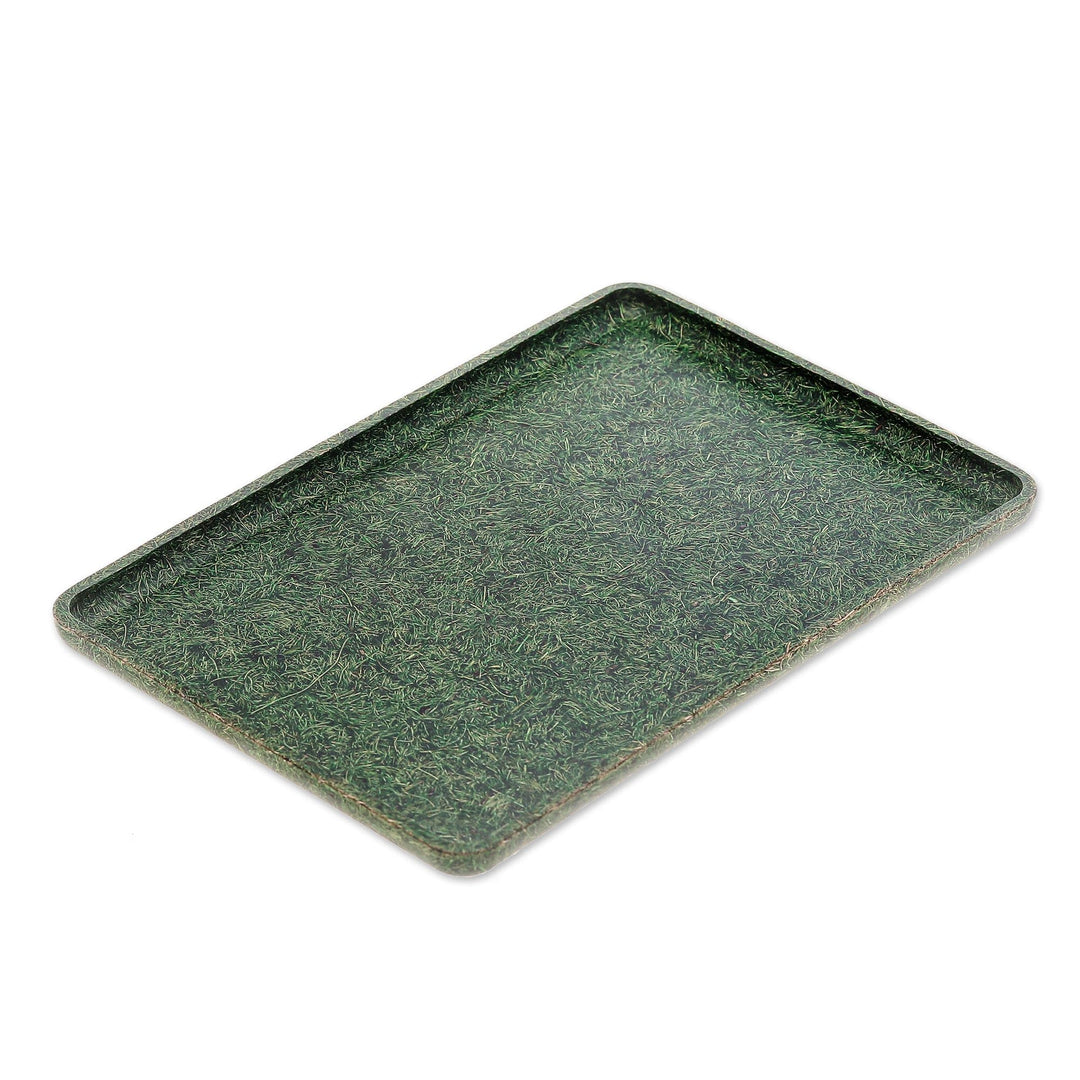 Green Geometric Recycled Coconut Fiber Bio-Composite Tray - Green Sides