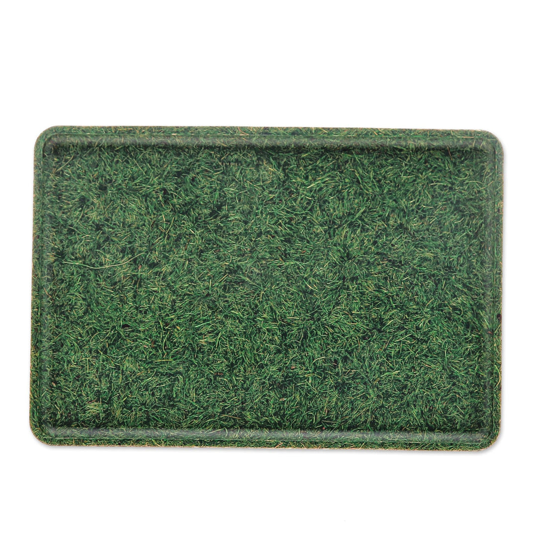 Green Geometric Recycled Coconut Fiber Bio-Composite Tray - Green Sides