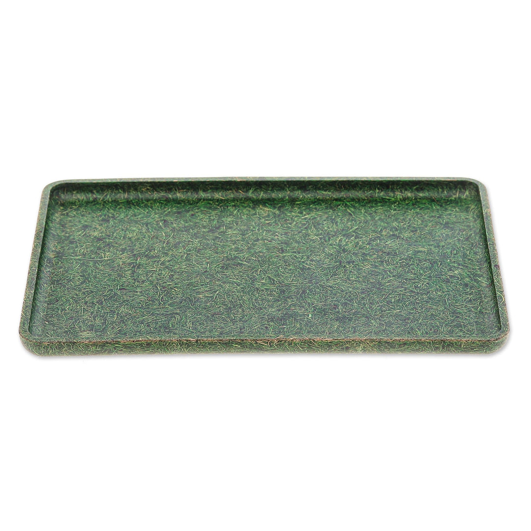 Green Geometric Recycled Coconut Fiber Bio-Composite Tray - Green Sides