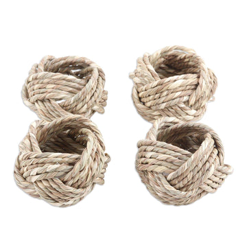 Set of 4 Handcrafted Natural Fiber Napkin Rings - Graceful Fields