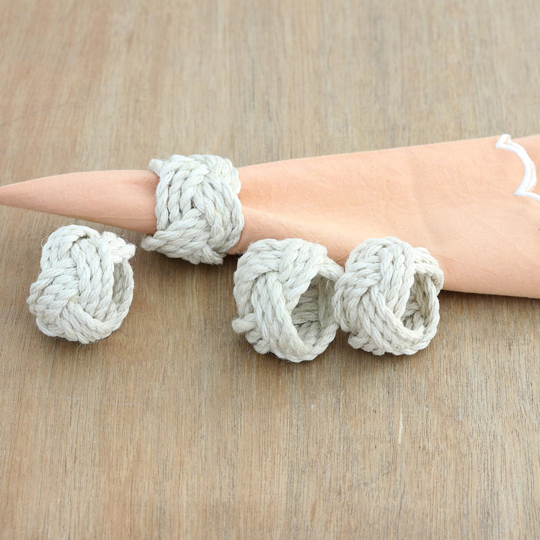 Handmade Braided Cotton Napkin Rings (Set of 4) - Braided Blessing