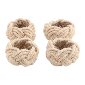 Natural Fiber Napkin Rings Handcrafted in (Set of 4) - Braided Caresses