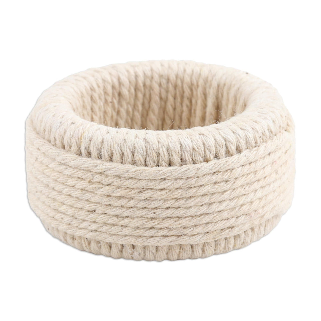 Cotton Napkin Rings with Sturdy Plastic Structure (Set of 4) - Round Whim