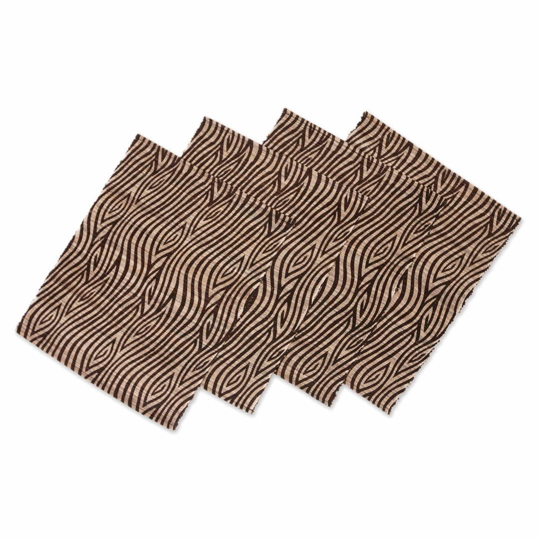 5-Piece Set Table Runner & Placemats Made from Cotton Blend - Brown Delight