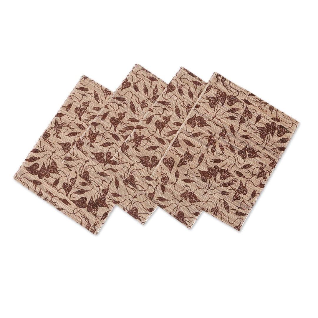 5-Piece Set Table Runner & Placemats Made from Cotton Blend - Summer Hibiscus
