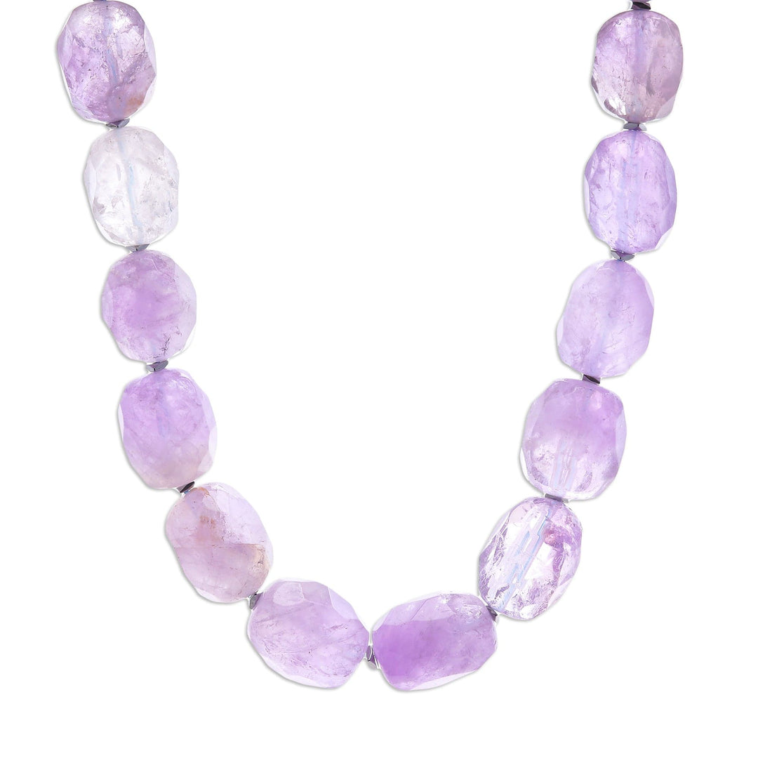 Bohemian Amethyst and Hematite Beaded Necklace from Thailand - Wise Thoughts