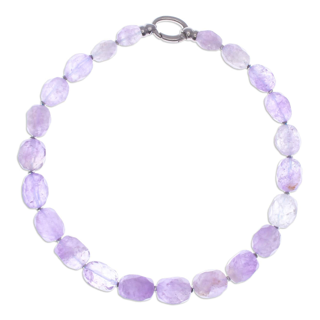 Bohemian Amethyst and Hematite Beaded Necklace from Thailand - Wise Thoughts