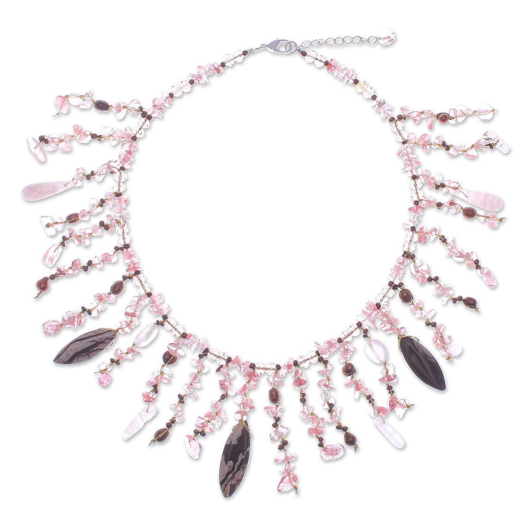 Pink Multi-Gemstone Beaded Waterfall Necklace from Thailand - Wild Pink